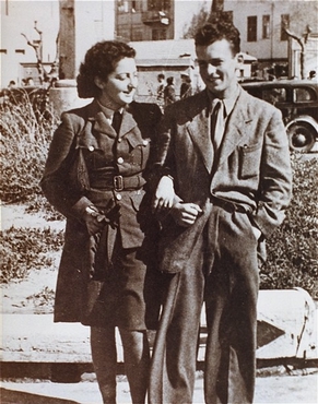 Jewish parachutist Hannah Szenes with her brother, before leaving for a rescue mission. Palestine, March 1944.