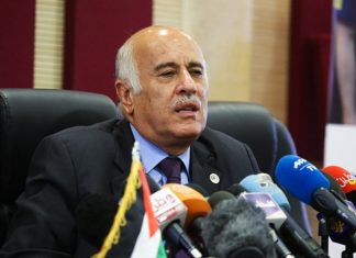 FIFA suspends Palestinian soccer head for inciting hatred and violence Head of the Palestinian Football Association Jibril Rajoub speaks during a press conference in the West Bank city of Ramallah on June 6, 2018. Photo by Flash90.