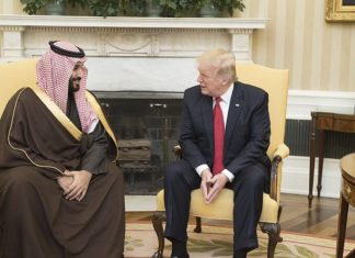 UAE and Saudi Arabia on docket to attend Mideast peace conference in Bahrain U.S. President Donald Trump with Crown Prince of Saudi Arabia Mohammed bin Salman during their meeting on March 14, 2017, at the White House in Washington, D.C. Credit: Official White House Photo by Shealah Craighead.