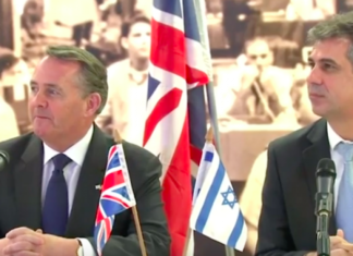 Ahead of Brexit, UK and Israel sign free trade deal U.K. Secretary of State for International Trade Liam Fox (left) and Israeli Minister of Economy Eli Cohen address the media after signing a free trade agreement between the two countries on Feb. 18, 2019, ahead of the United Kingdom's expected split with the European Union in March 2019. Credit: Screenshot.