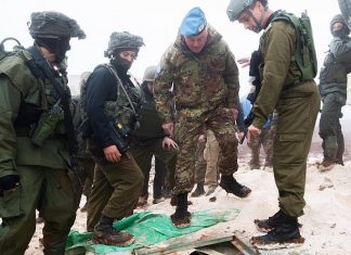 UN confirms third Hezbollah tunnel into Israel, violating ceasefire agreement The head of the IDF’s Northern Command, Maj. Gen. Yoel Strik, met with the UNIFIL Cmdr. Gen. Stefano Del Col from Italy, and toured the area of a cross-border attack tunnel exposed after being dug from Lebanon into Israel, Dec. 6, 2018. Credit: IDF Spokesperson Unit.
