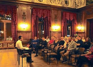 Lodz, Poland hosts its first-ever Jewish festival Rabbi David Szychowski gives a lecture on Jewish topics in Lodz, Poland, June 2019. Photo by Natalia Soral.