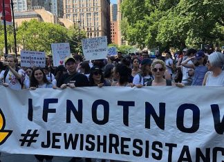 New report highlights ties between IfNotNow and anti-Semitic pro-Palestinian group IfNotNow supporters at a rally in New York City. Credit: IfNotNow via Facebook.