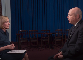 Greenblatt: ‘Israel is the victim in the Israeli-Palestinian conflict‘ U.S. Middle East peace envoy Jason Greenblatt, in an interview with Judy Woodruff on "PBS NewsHour," broadcast on July 17, 2019. Source: Screenshot.