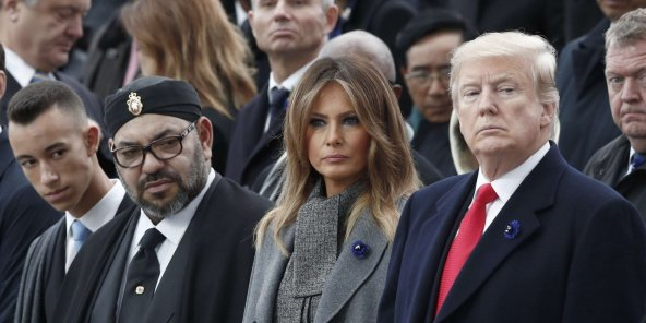 King Mohammed VI of Morocco, alongside Donald Trump and his wife Melania, at the ceremony commemorating the Armistice in Paris, November 11, 2018. Benoit Tessier/AP/SIPA
