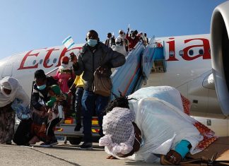Israel to honor Ethiopian Jews who perished in Sudan en route to Israel Ethiopian immigrants to Israel, part of “Operation Tzur Israel” (“Rock of Israel”), after exiting the plane at Ben-Gurion International Airport on Dec. 3, 2020. Credit: Olivier Fitoussi/The Jewish Agency for Israel.