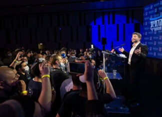 Religious Zionist Party celebrates Israeli exit polls Head of the Religious Zionist Party Bezalel Smotrich and activists celebrate at party headquarters in Modi’in on election night, March 23, 2021. Photo by Sraya Diamant/Flash90.
