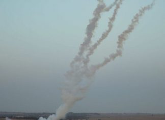 Israel strikes Hamas targets in response to rocket barrages from Gaza Rockets being launched from the Gaza Strip into Israel on May 4, 2019. Photo by Hassan Jedi/Flash90.