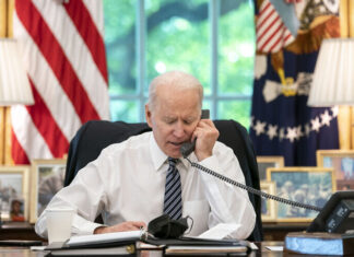 US allies face America’s Revolutionary People’s Army U.S. President Joe Biden speaks on the phone with then-Israeli Prime Minister Benjamin Netanyahu on May 12, 2021, in the Oval Office of the White House. Credit: Official White House Photo by Adam Schultz.