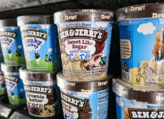 Why are ‘progressive Jews’ defending Ben & Jerry’s? Ben & Jerry's products on the shelf of a grocery store. Credit: Arne Beruldsen/Shutterstock.