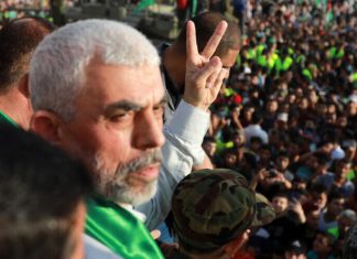 Australia parliamentary committee recommends full ban of Hamas terror group Hamas leader Yahya Sinwar at a rally in Beit Lahiya on May 30, 2021. Photo by Atia Mohammed/Flash90.
