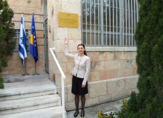 Kosovo’s envoy to Israel looks back on ‘important and exciting historical step’ Ines Demiri, the chargé d’affaires of Kosovo, in front of the country's embassy in Jerusalem. Source: Ines Demiri/Twitter.