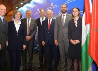 Government-to-government ties help propel the Abraham Accords Ambassadors participating in a dinner celebrating the Abraham Accords in Jerusalem, Feb. 21, 2022. (L-R) William Daroff, CEO COPMAJO; Dianne Lob, Chair COPMAJO; Morroco Ambassador to Israel Abderrahim Beyyoudh; U.S. Ambassador to Israel Thomas Nides; Malcolm Hoenlein, Vice Chair COPMAJO, Bahrain Ambassador to Israel Khaled Yousif Ahmed Alialahma; and Ambassador of Kosovo Ambassador to Israel Ines Demiri. Credit: Avi Hayun/courtesy of Conference of Presidents of Major American Jewish Organizations.