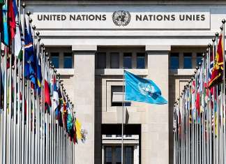 Jewish groups urge UN not to use ‘false claims’ of Amnesty report against Israel National flags at the entrance of U.N European headquarters in Switzerland. The U.N. office was established in Geneva in 1947 and is home to the U.N. Human Rights Council. Credit: Giorgio Caracciolo/Shutterstock.