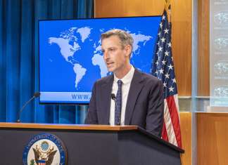 US State Department spokesman condemns terror attack killing three in Israel U.S. State Department Spokesman Ned Price holds the Daily Press Briefing at the U.S. Department of State in Washington, D.C., on Jan. 31, 2022. Credit: State Department Photo by Freddie Everett.