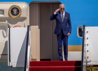 Biden highlights steps towards normalization between Israel, Saudi Arabia U.S. President Joe Biden boards Air Force One for Saudi Arabia after a farewell ceremony in his honor at Ben-Gurion International Airport near Tel Aviv on July 15, 2022. Photo by Yonatan Sindel/Flash90.