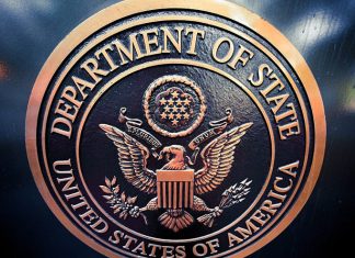 US takes action against six entities helping Iran oil industry The seal of the U.S. Department of State. Credit: Christopher E. Zimmer/Shutterstock.