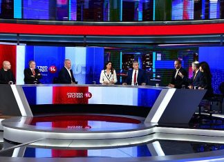 Israel’s first conservative TV news channel sees ratings spike Channel 14's newsroom. Courtesy.