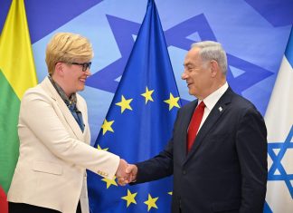 Netanyahu touts ‘excellent relations’ in meeting with Lithuanian premier Israeli Prime Minister Benjamin Netanyahu greets his Lithuanian counterpart Ingrida Šimonytė in Jerusalem, June 12, 2023. Photo by Kobi Gideon/GPO.