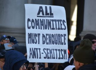 Federations, JCPA depart Combat Antisemitism Movement over video row A rally in New York City against antisemitism. Credit: Christopher Penler/Shutterstock.