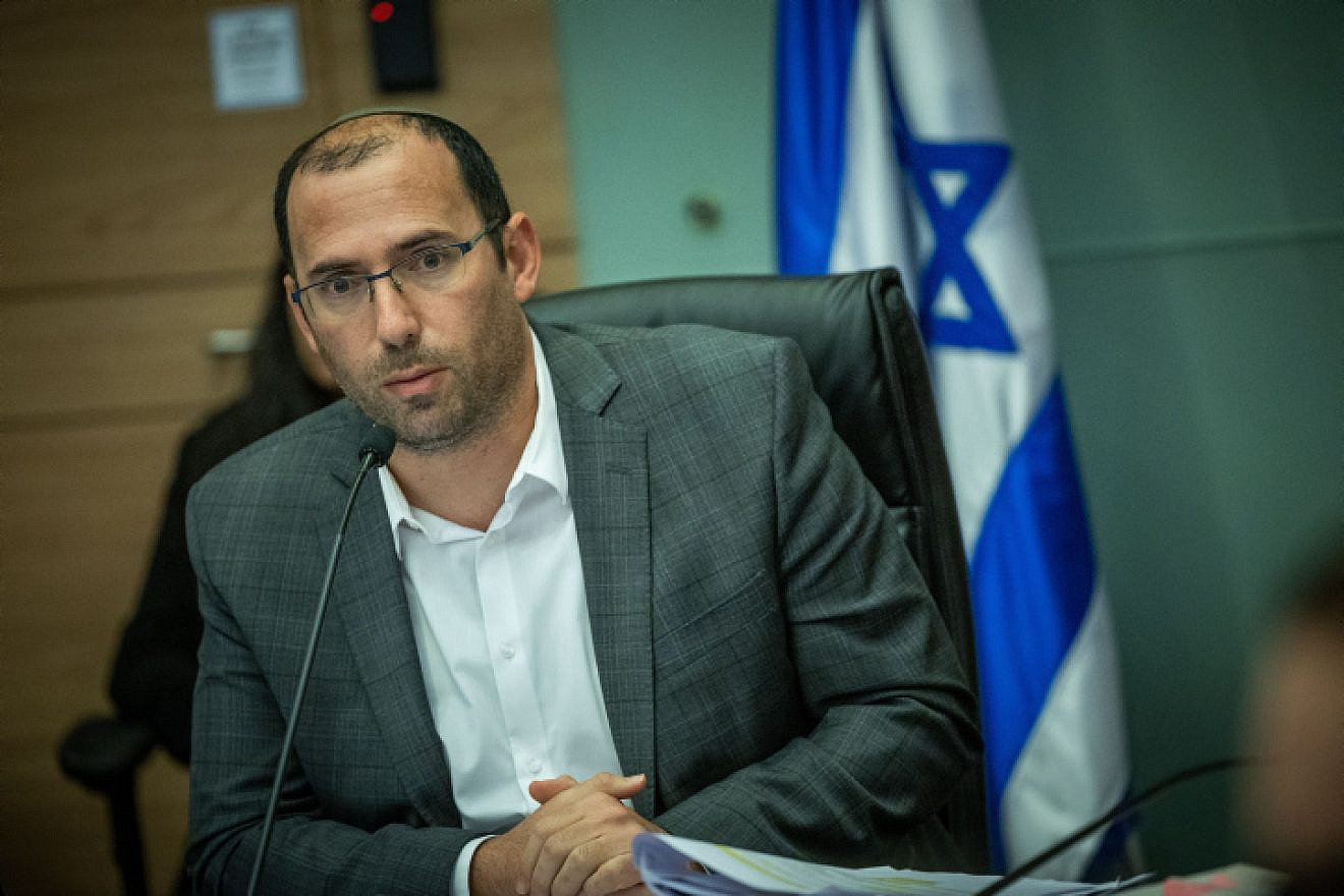 MK Simcha Rotman, Head of the Constitution, Law and Justice Committee leads a Committee meeting on the planned judicial reform, at the Knesset, the Israeli Parliament in Jerusalem on July 11, 2023. Photo by Yonatan Sindel/Flash90