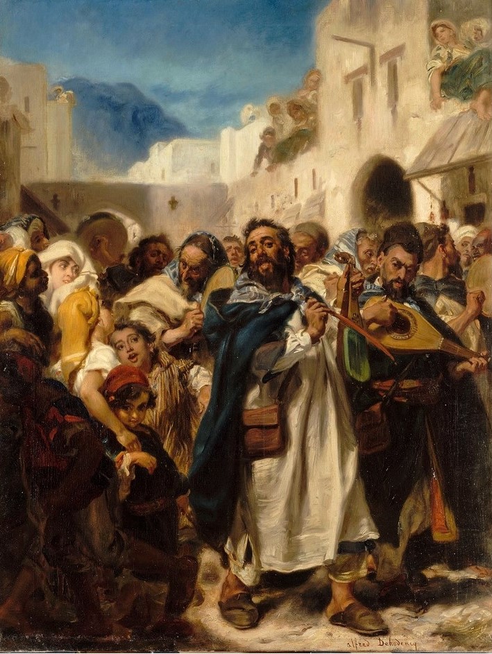 “Fête juive à Tétouan” (“Jewish Festival in Tétouan,” painting by Alfred Dehodencq, 1865. Credit: Wikimedia Commons.