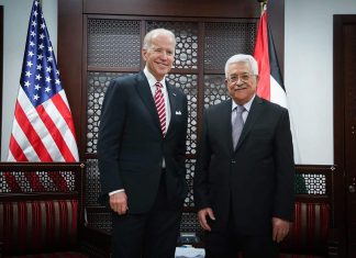 Top Palestinian official slams Biden administation as ‘weak’ Then-U.S. Vice President Joe Biden with Palestinian Authority leader Mahmoud Abbas in Ramallah, March 9, 2016. Credit: Flash90.