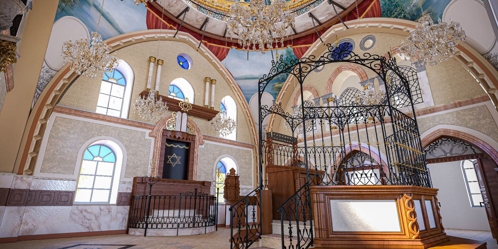 The interior of Tiferet Yisrael Synagogue in the Old City of Jerusalem. Credit: Courtesy.