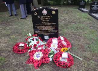 Ipswich honors British Jewish spy, caught and killed by Nazis A new headstone at Ipswich Old Cemetery in England honoring Kurt Erich Glauber, a former Jewish MI6 agent who died at Mauthausen, was unveiled at a memorial ceremony on Sept. 13, 2023. Photo by Stanley Kaye.