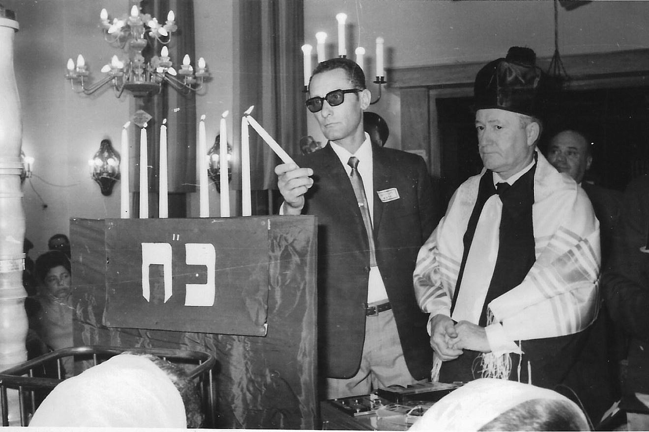 Moshe Ridler at a memorial for the Romanian Jews of Hertz about 40 years ago. Credit: Courtesy.