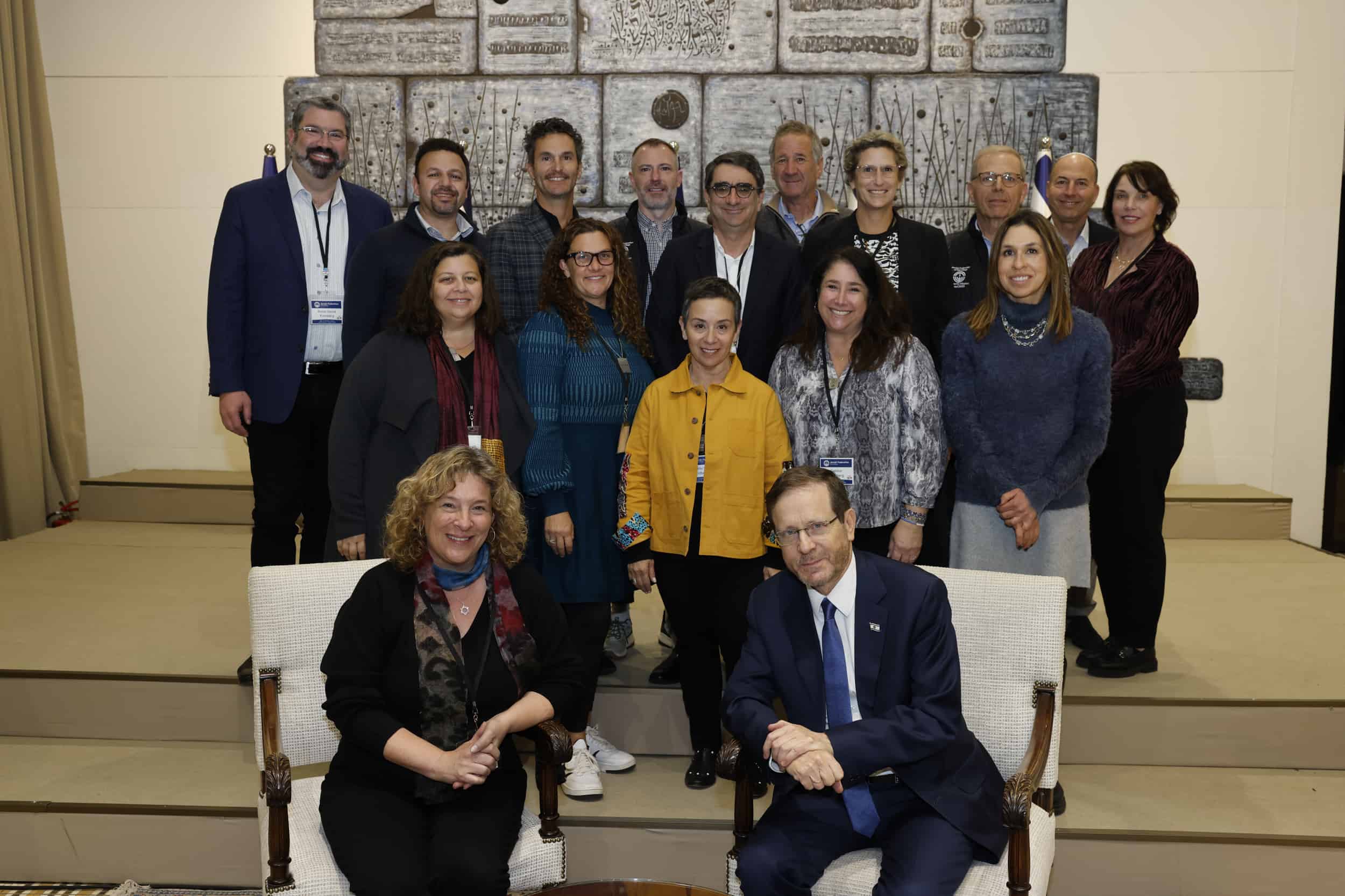 A group of Jewish communal leaders and clergy from San Diego traveled to Israel in the aftermath of Hamas’s Oct. 7 terror attacks as part of a trip organized by the Jewish Federation of San Diego, where they met with Israeli President Isaac Herzog, Nov. 27-30, 2023. Photo by Guy Yechiely.