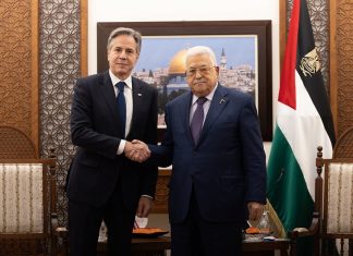 Biden’s Middle East diplomacy is about Michigan U.S. Secretary of State Antony Blinken meets with Palestinian leader Mahmoud Abbas in Ramallah on Nov. 5, 2023. Credit: Chuck Kennedy/U.S. State Department.