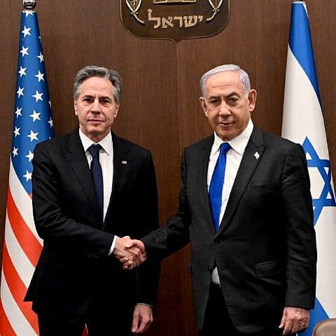 U.S. Secretary of State Antony Blinken meets with Israeli Prime Minister Benjamin Netanyahu in Jerusalem, Feb. 7, 2024. Photo by Amos Ben-Gershom/GPO.