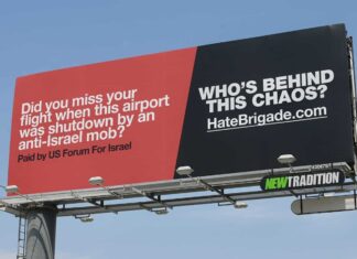 Billboards in Los Angeles and Philadelphia ask, ‘Who’s behind this chaos’?