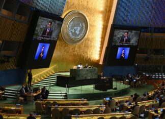 UN calls for conference to advance Palestinian state Israeli Ambassador Danny Danon speaks during the “Summit of the Future” on the sidelines of the U.N. General Assembly annual general debate in New York, Sept. 22, 2024. Photo by Angela Weiss/AFP via Getty Images.