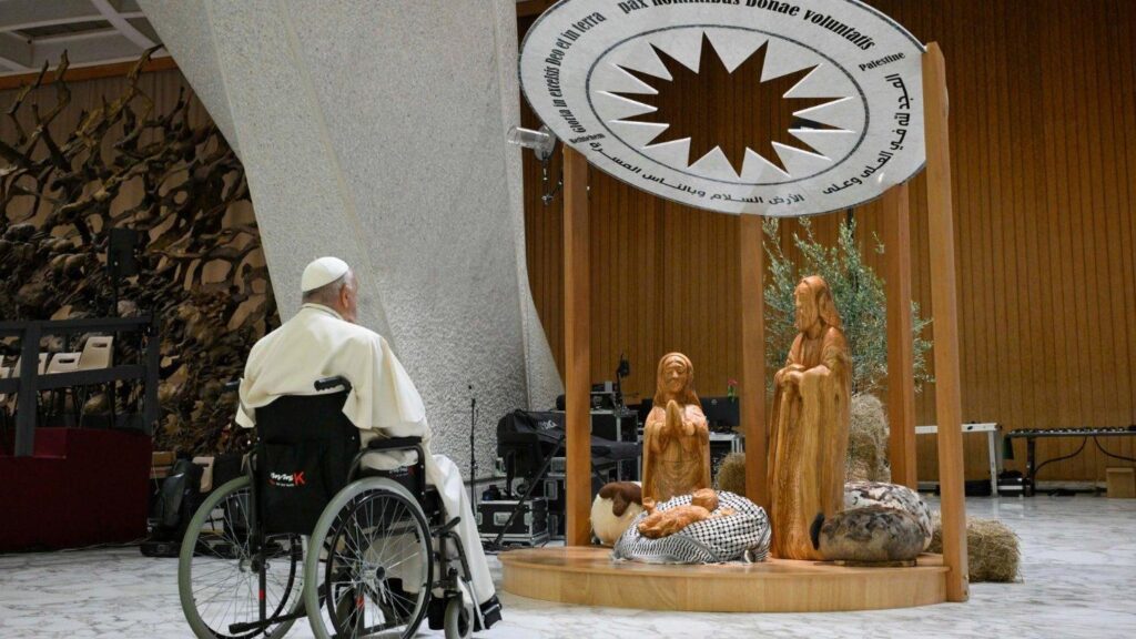 ope Francis Surveys Nativity Scene at Vatican