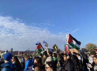 Diaspora Jews under siege A pro-Palestinian march in Minneapolis on Nov. 4, 2023. Credit: Taylor Dahlin/Flickr via Wikimedia Commons.