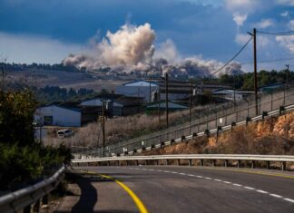 IDF strikes kill two Hezbollah commanders in Southern Lebanon Smoke after a blast in the village of Yaroun in Southern Lebanon's Nabatieh Governorate, as seen from Moshav Avivim in Israel, Dec. 17, 2024. Photo by Ayal Margolin/Flash90.