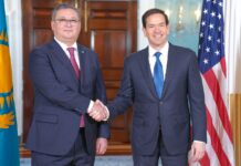 Kazakhstan to join Abraham Accords Marco Rubio, U.S. secretary of state, meets with Kazakhstan Deputy Prime Minister-Foreign Minister Murat Nurtleu at the U.S. Department of State in Washington, D.C., June 12, 2025. Credit: Freddie Everett/U.S. State Department.