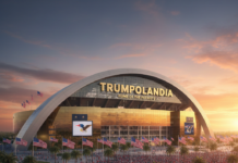 The world from the Trumpolandia stadium, preferred sunny area
